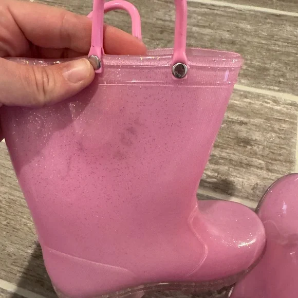 KIDS GIRLS TODDLER PINK GLITTER RAIN BOOT SHOE - Picture 5 of 6